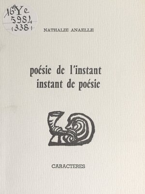 cover image of Poésie de l'instant, instant de poésie